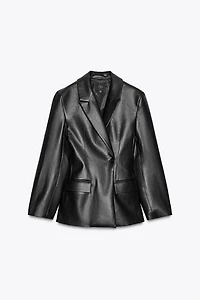 FITTED FAUX LEATHER BLAZER