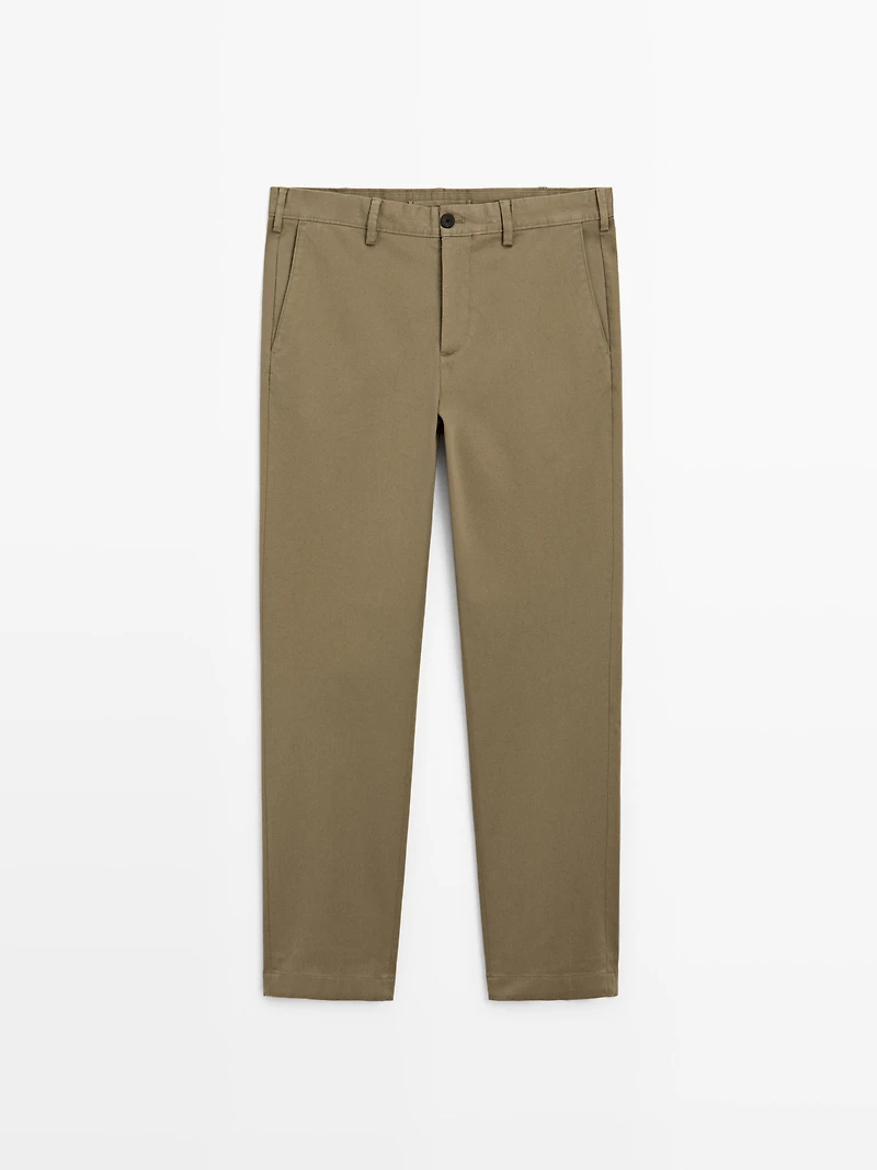 Slim fit textured trousers