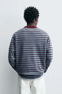 STRIPED WOOL BLEND KNIT POLO SHIRT