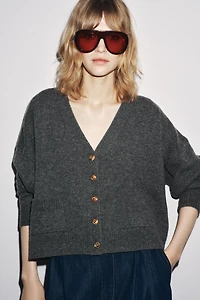 VESTE BOUTON DORÉ 100 % LAINE