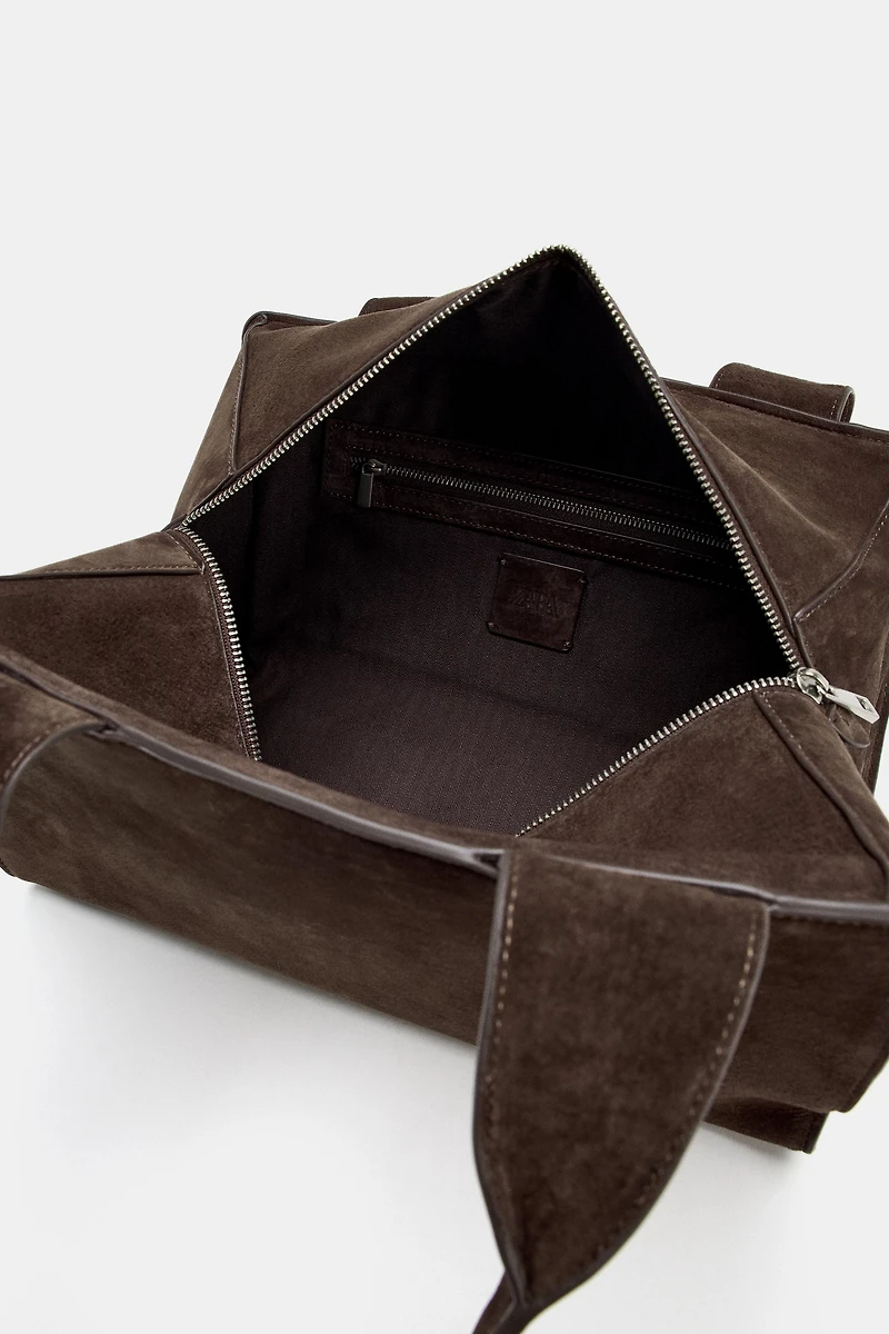 DOUBLE STRAP SPLIT LEATHER BAG