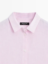 Flowing pinstriped 100% linen shirt