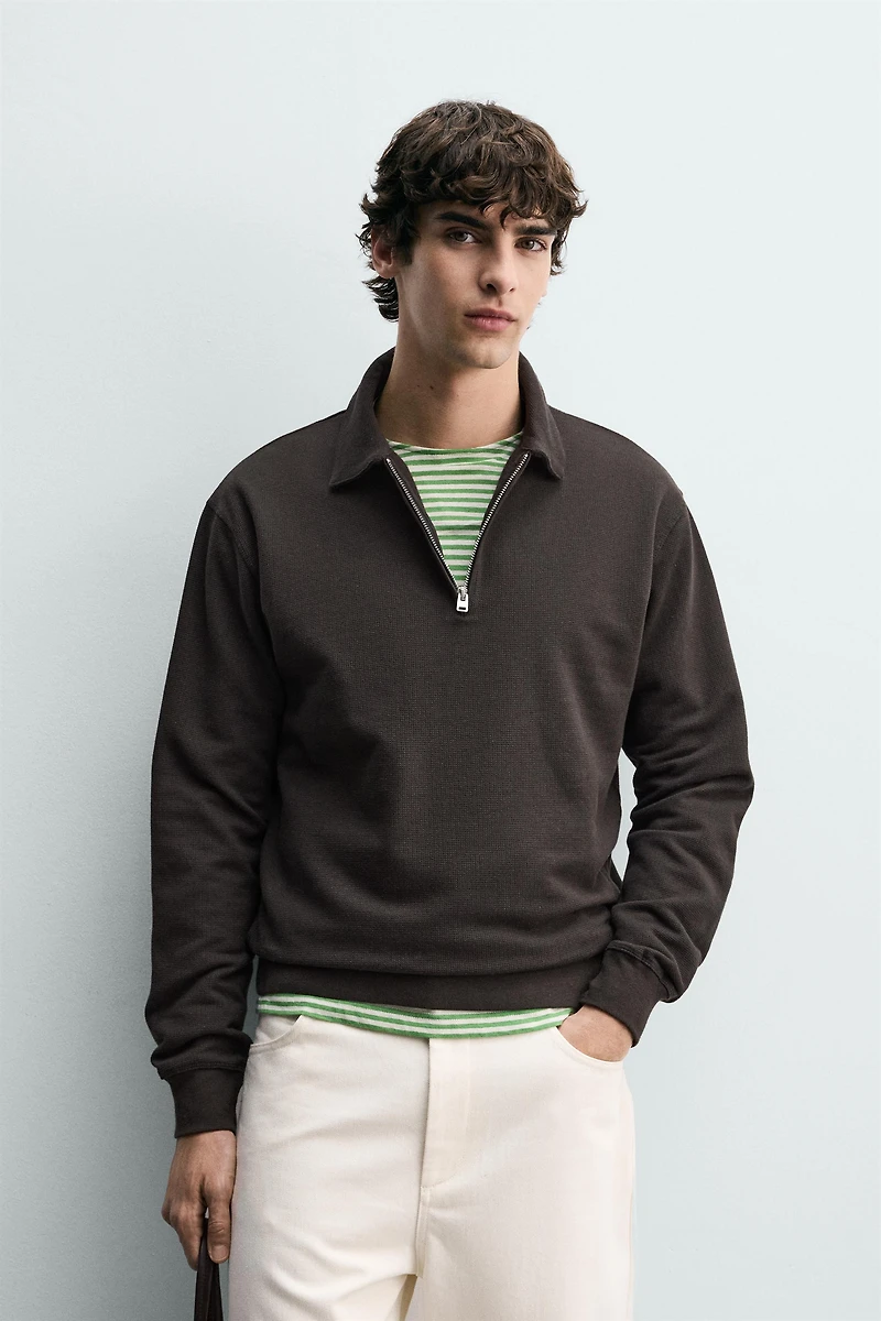 ZIP POLO SWEATSHIRT