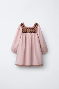 CROCHET KNIT DETAIL DRESS