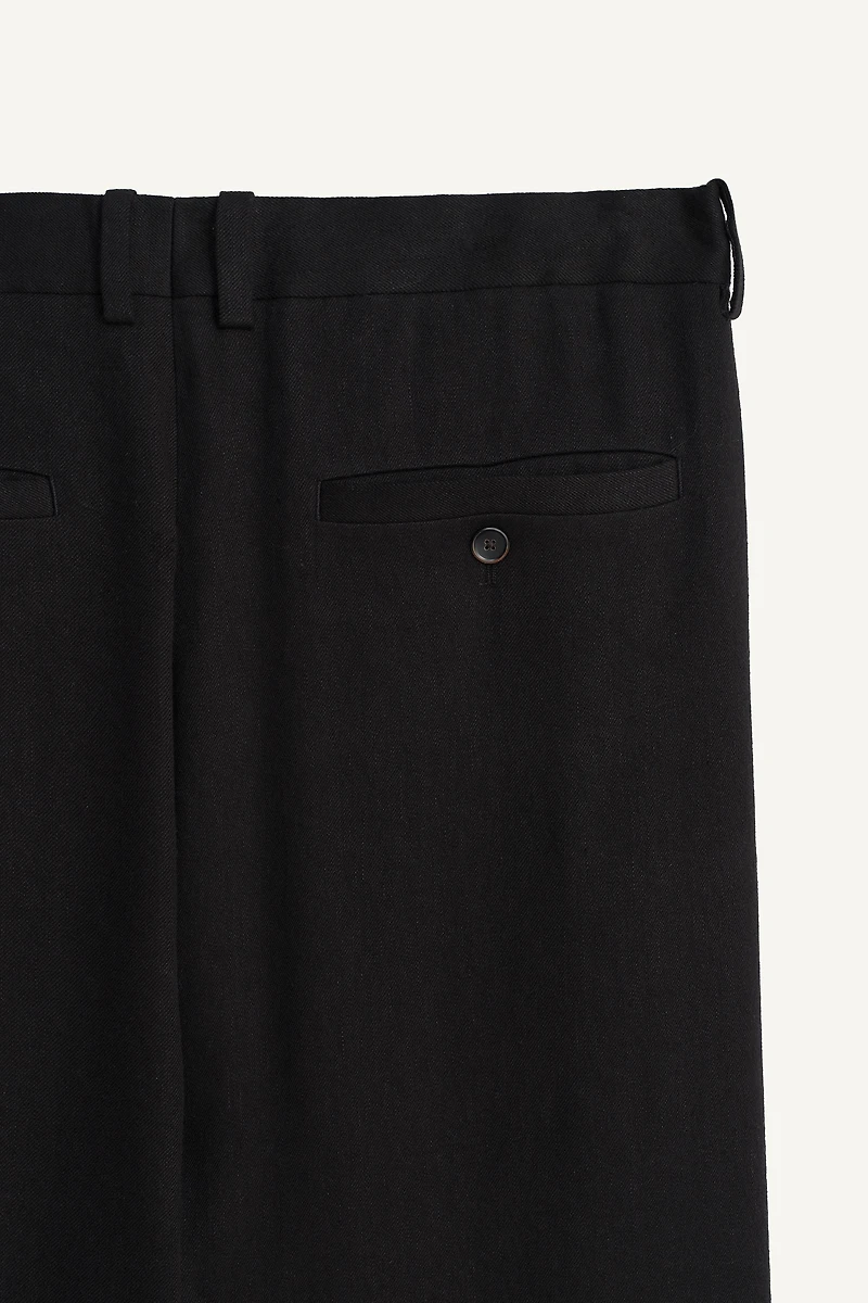 PANTALON PLISSÉ DE COSTUME EN LIN ET LYOCELL