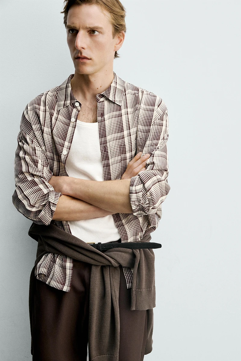 FLOWY PLAID SHIRT