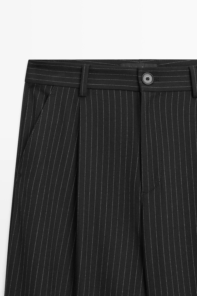 Pinstripe wide-leg trousers