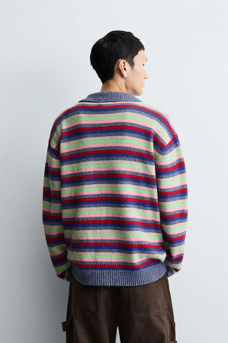 JACQUARD STRIPED KNIT POLO SHIRT