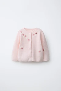 FLORAL EMBROIDERY KNIT CARDIGAN