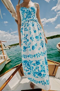 ROBE MI-LONGUE IMPRIMÉE EN POPELINE