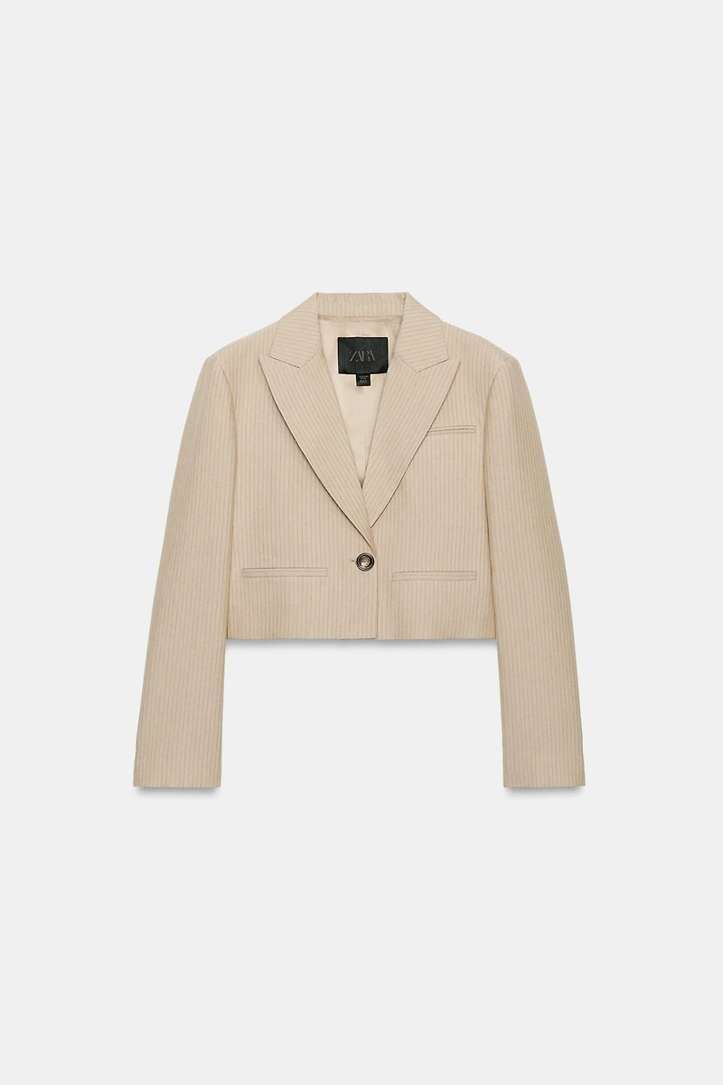 ZW COLLECTION STRIPED CROPPED BLAZER
