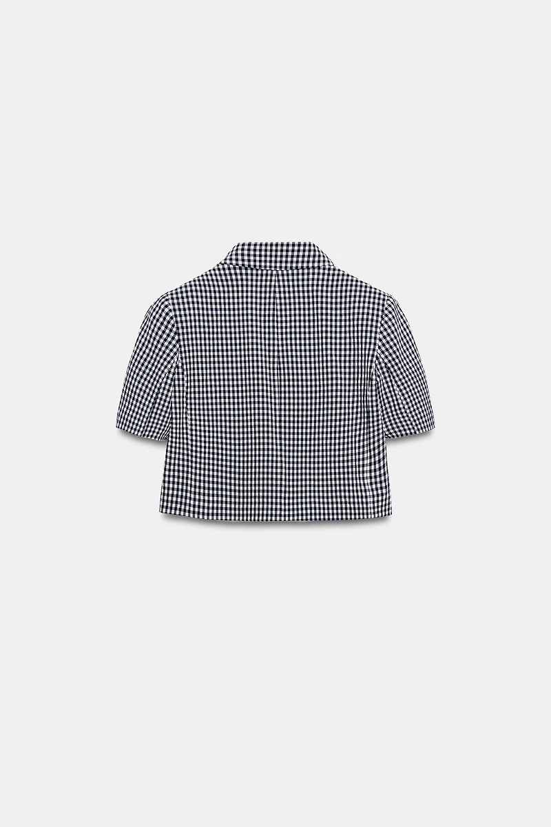 SHORT GINGHAM BLAZER