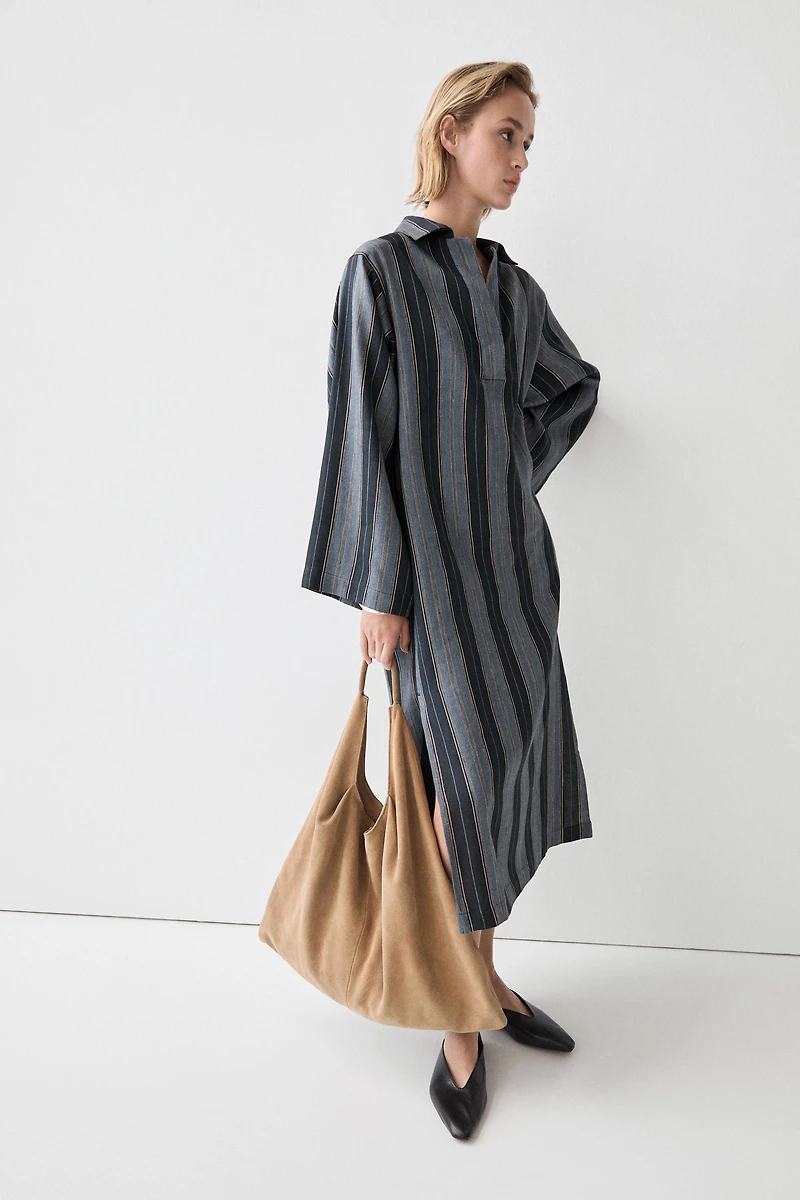 Striped linen cotton blend kaftan