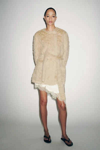FAUX FUR BELTED JACKET ZW COLLECTION