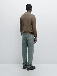 Merino wool knit polo sweater