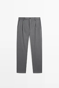 Pantalon à pinces en mélange de laine froide