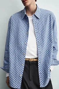 RELAXED FIT TEXTURED PLAID SHIRT