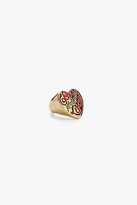 2-PACK OF ENAMELED SKULL AND HEART RINGS