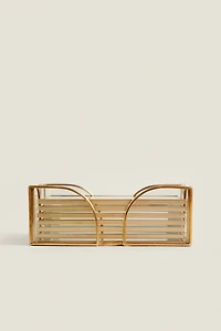 SET OF METAL AND GLASS COASTERS (SET OF 6)