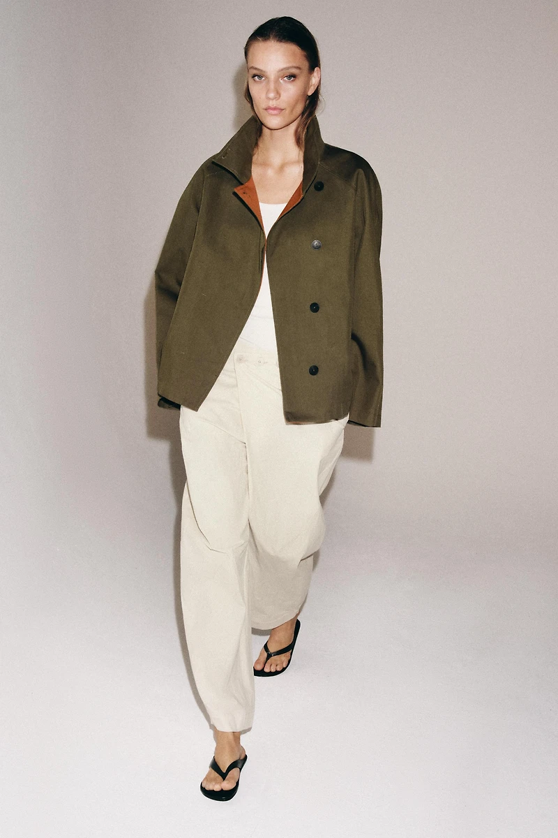 ZW COLLECTION SHORT HIGH-NECK TRENCH COAT