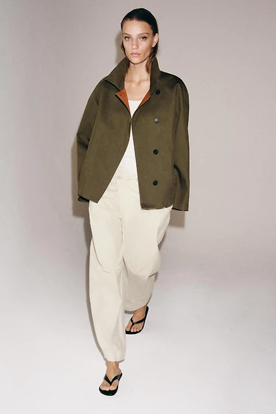 ZW COLLECTION SHORT HIGH-NECK TRENCH COAT