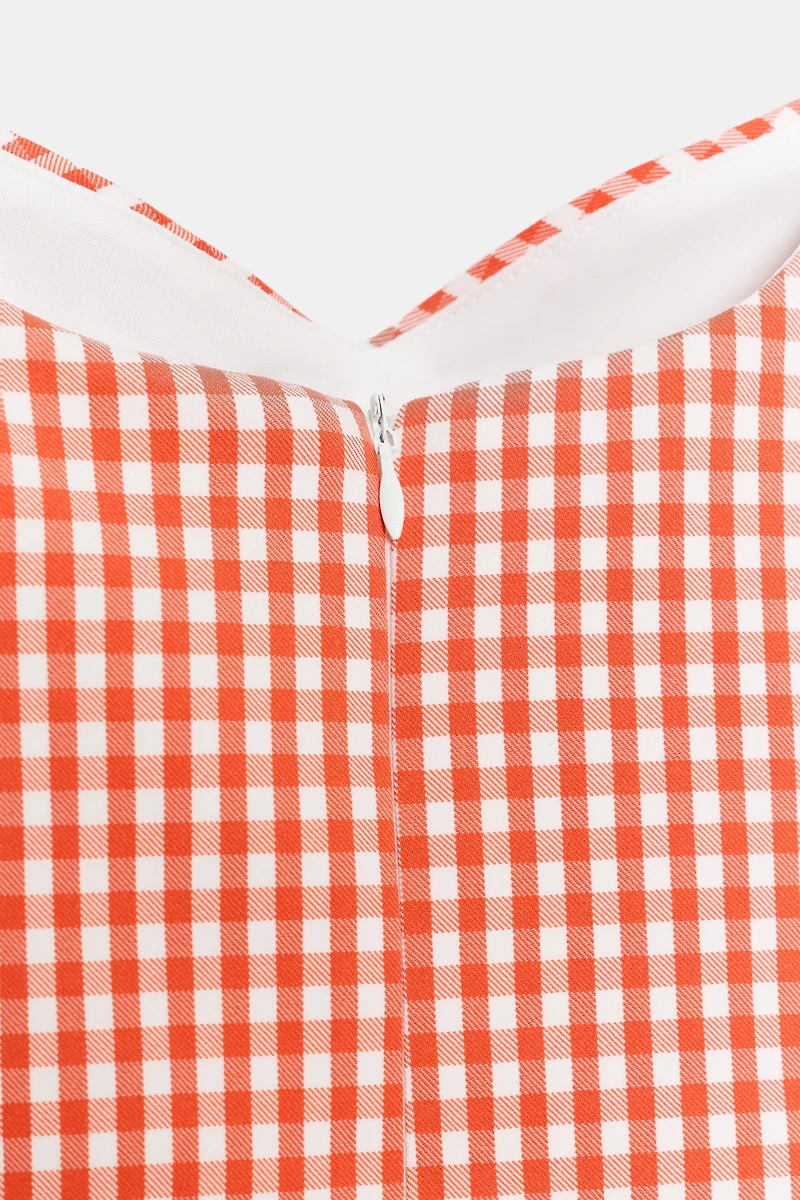 GINGHAM VOLUMINOUS MINI DRESS