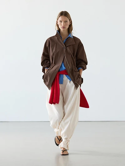 Puff parka with collar detail
