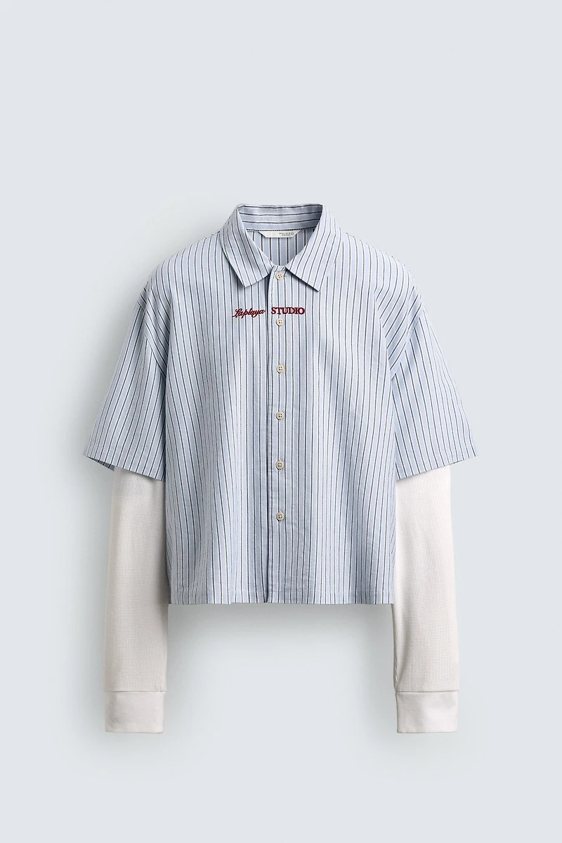 DOUBLE EFFECT SLEEVE STRIPED SHIRT