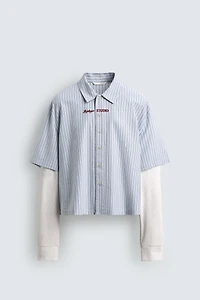 DOUBLE EFFECT SLEEVE STRIPED SHIRT