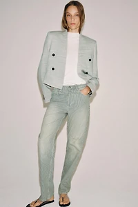 ZW COLLECTION LOW-RISE STRIPED STRAIGHT LEG JEANS