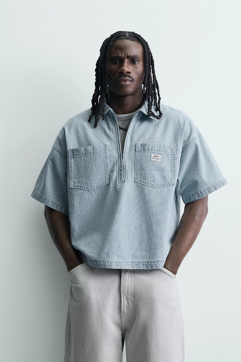 WASHED STRIPED BOXY FIT POLO