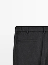 100% wool flannel trousers with elasticated side