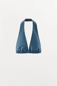 100% LEATHER HALTER BRA TOP