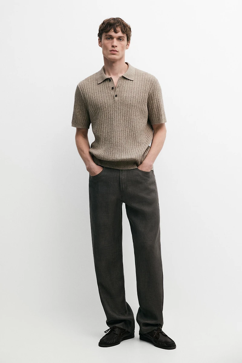 Pull en maille 100 % coton à col polo
