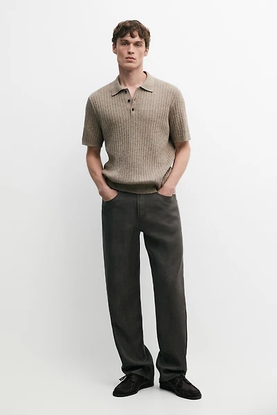 Pull en maille 100 % coton à col polo