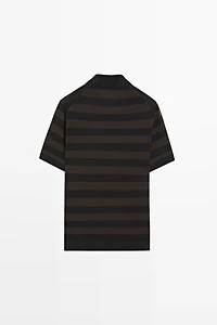 100% cotton striped knit polo shirt