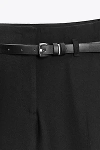 BELTED CUFFED HEM PANTS