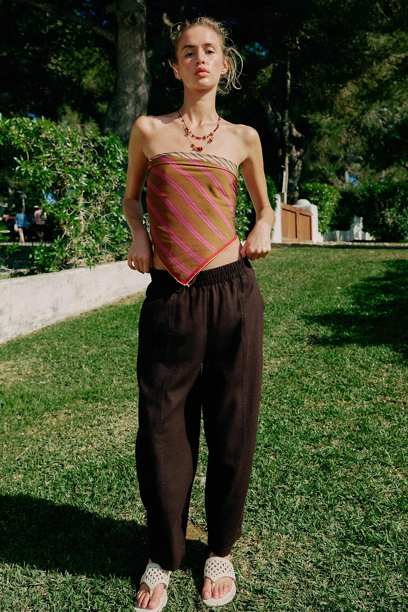 LINEN BARREL PANTS