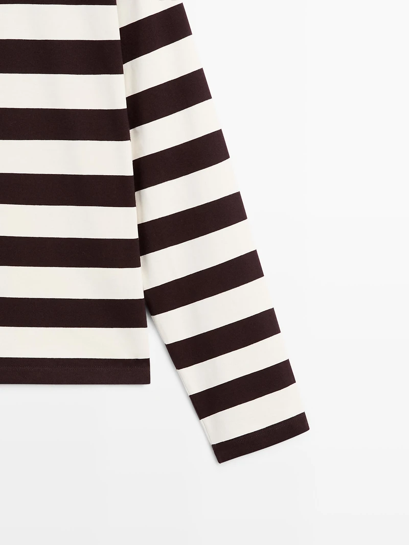 Striped long sleeve cotton T-shirt