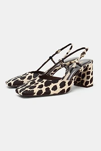 ANIMAL PRINT LEATHER SLINGBACK SHOES