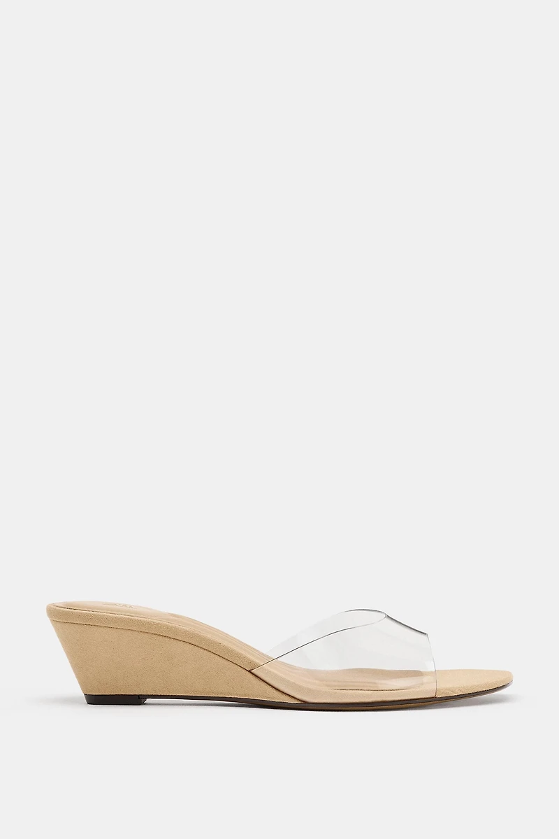 VINYL WEDGE SANDALS