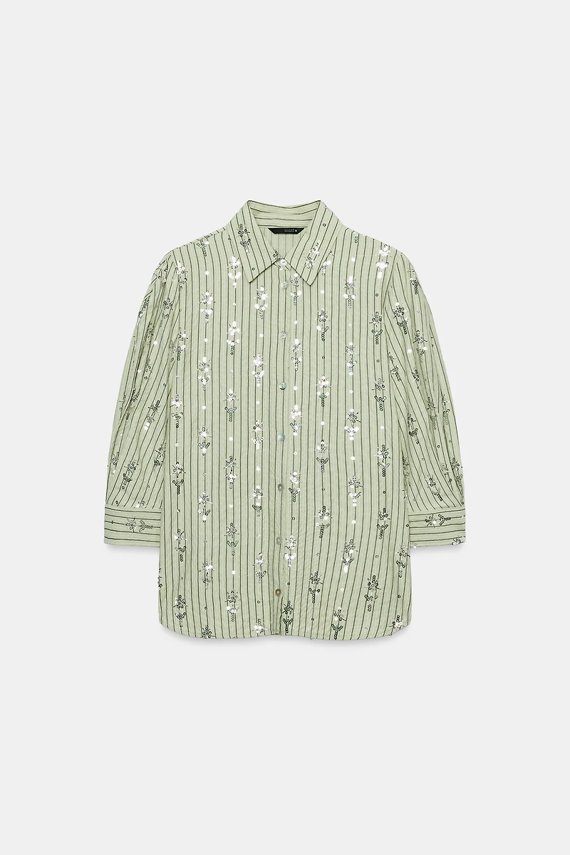 CHEMISE À RAYURES PAILLETTES