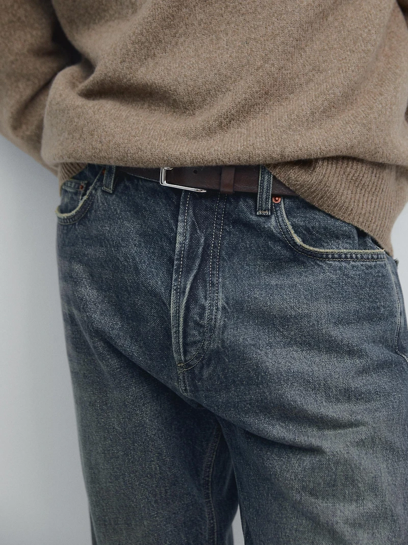 Crew neck melange knit sweater