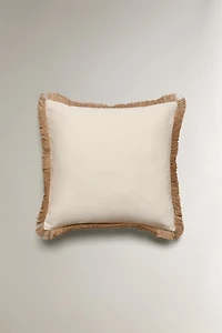 FRINGED JUTE THROW PILLOW COVER