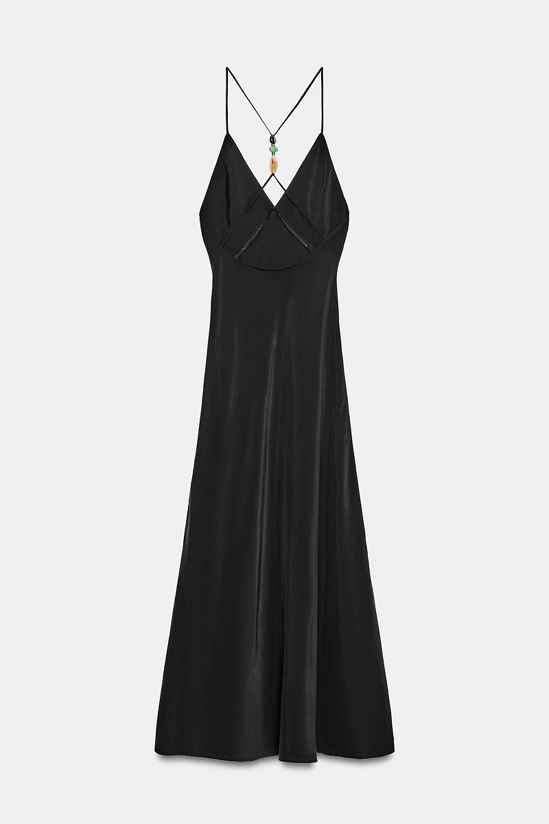 BEADED STRAP MIDI DRESS