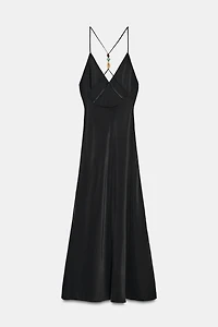 BEADED STRAP MIDI DRESS