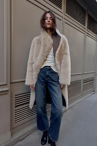 REVERSIBLE FAUX FUR DOUBLE-FACED COAT