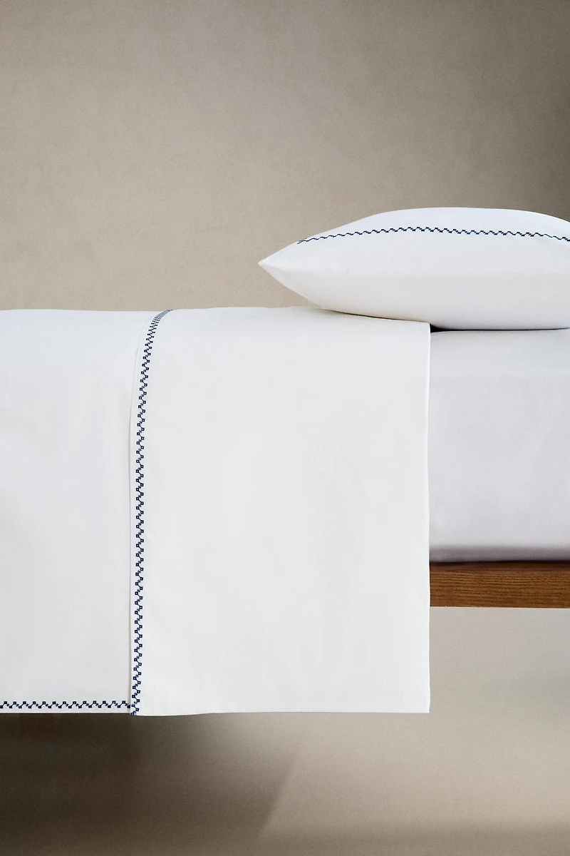 GEOMETRIC EMBROIDERED BORDER DUVET COVER