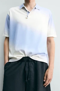 SPRAY EFFECT PRINT KNIT POLO SHIRT