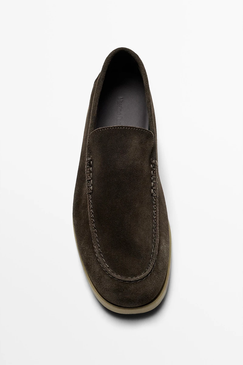 Soft split leather loafers